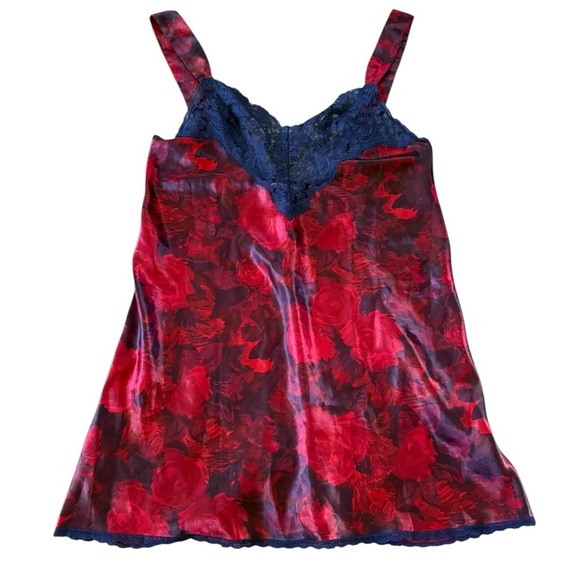 Vanity Fair Red & Blue Satin Chemise – Size M - Picture 1 of 5